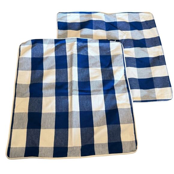 Lauren Ralph Lauren 20" Blue Buffalo Plaid Cotton Pillow Cover Set Accent Throw - Picture 1 of 11
